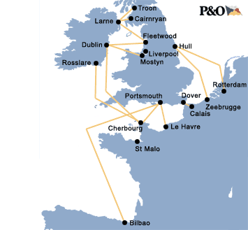 P&O Ferries Freight Map